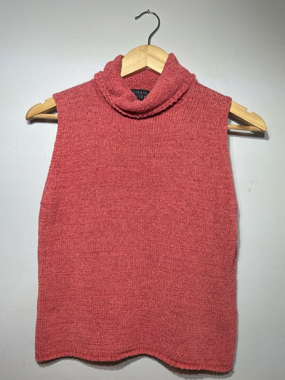 Sigrid Olsen Coral Pink Sleeveless Turtleneck Sweater